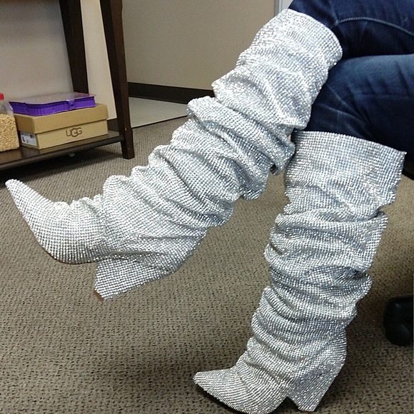 Embellished Rhinestone Crystal Covered Knee High - Picture 6 of 8